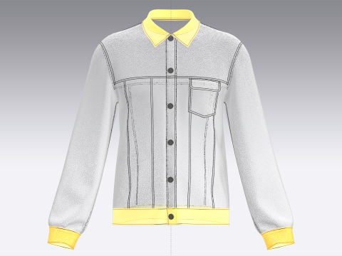 Men Denim Black Jacket 3D Модель