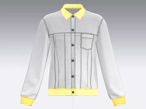 Men Denim Black Jacket 3D Model
