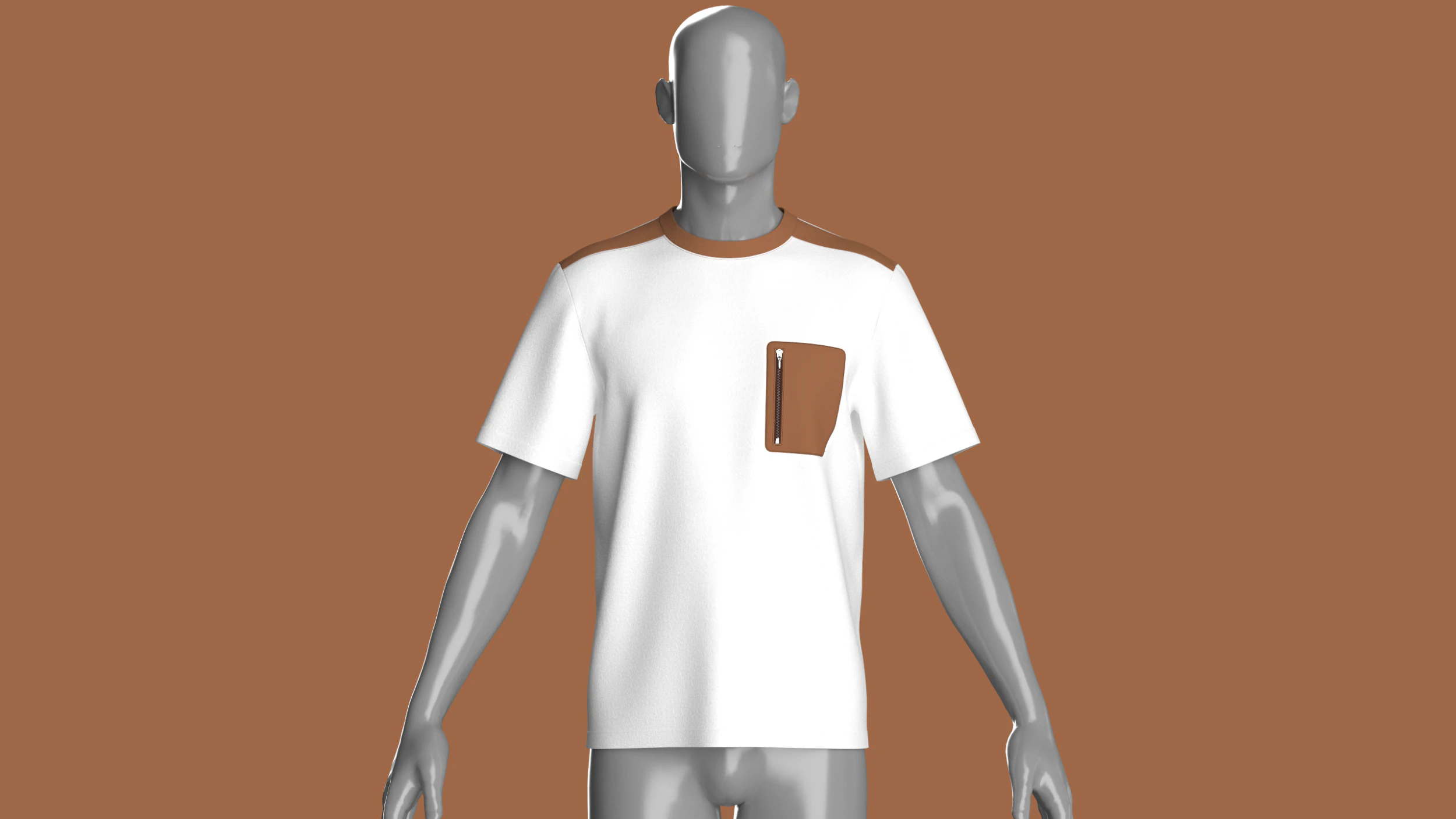Men Zip Pocket T-Shirt 3D Model .c4d .max .obj .3ds .fbx .stl .blend