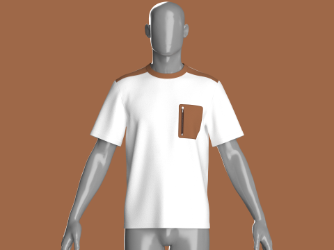 Men Zip Pocket T-Shirt 3D Model