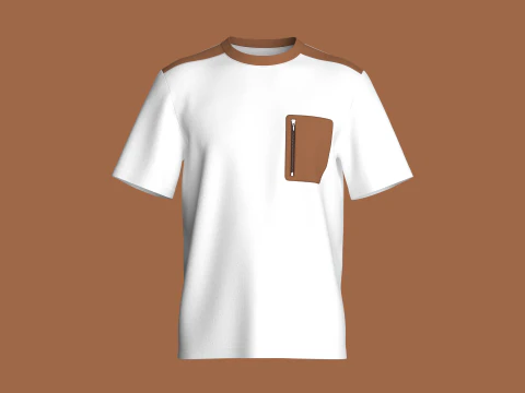 Men Zip Pocket T-Shirt 3D Model