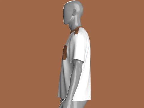 Men Zip Pocket T-Shirt 3D Model