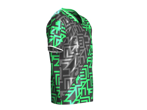 Soccer Black And Green Jersey-Away Kit 3D Model