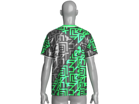 Soccer Black And Green Jersey-Away Kit 3D Model