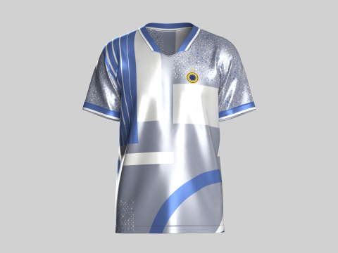 Soccer Blue And White Jersey-Third Kit 3D Model
