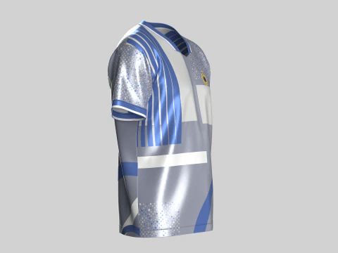 Soccer Blue And White Jersey-Third Kit 3D Model