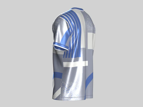 Soccer Blue And White Jersey-Third Kit 3D Model