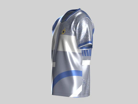 Soccer Blue And White Jersey-Third Kit 3D Model