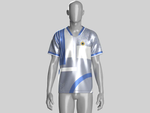 Soccer Blue And White Jersey-Third Kit 3D Model