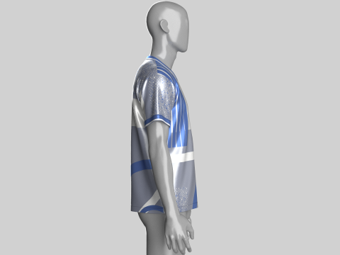 Soccer Blue And White Jersey-Third Kit 3Dモデル
