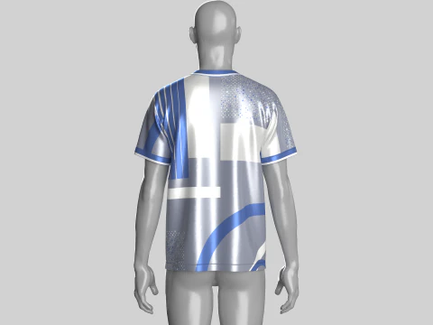 Soccer Blue And White Jersey-Third Kit 3D Model