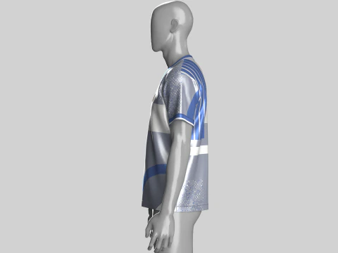 Soccer Blue And White Jersey-Third Kit 3D Model