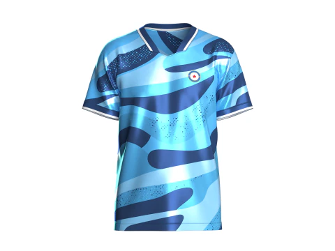 足球蓝色运动球衣客场套装 3D 模型