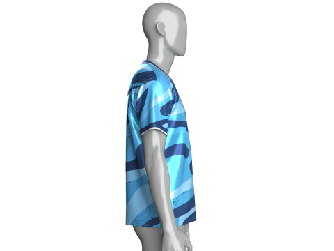 Soccer Blue Sport Jersey-Away Kit 3D Model