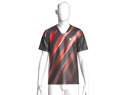 Домашняя форма футбольного красно-черного джерси V2 3D Модель