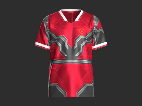 Soccer Red Sports Jersey-Home Kit 3D Model