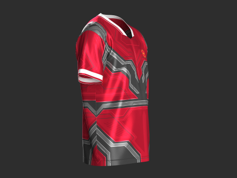 Soccer Red Sports Jersey-Home Kit 3D Model