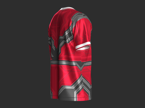 Soccer Red Sports Jersey-Home Kit 3D Model