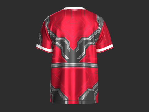 Soccer Red Sports Jersey-Home Kit 3D Model