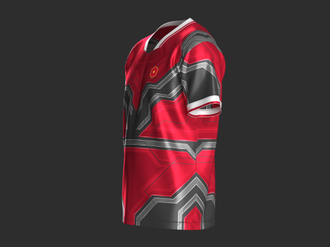 Soccer Red Sports Jersey-Home Kit 3D Model