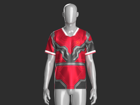Soccer Red Sports Jersey-Home Kit 3D Model