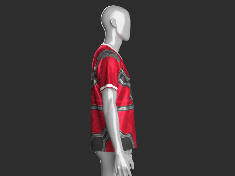 Soccer Red Sports Jersey-Home Kit 3D Model