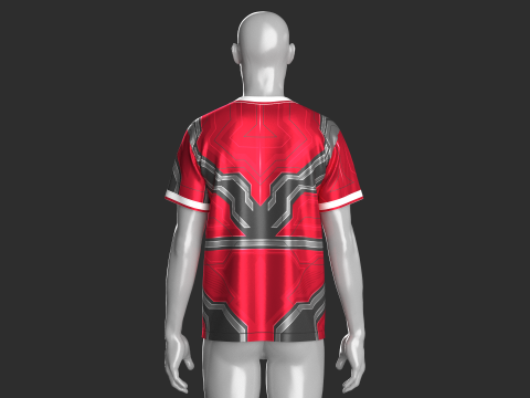 Soccer Red Sports Jersey-Home Kit 3D Model