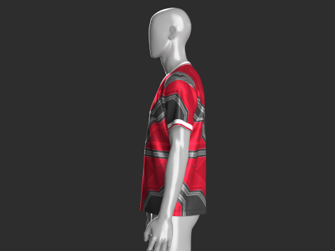 Soccer Red Sports Jersey-Home Kit 3D Model