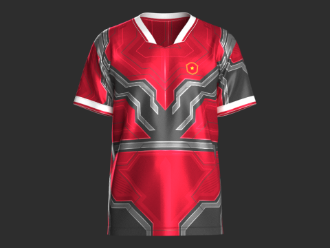 Soccer Red Sports Jersey-Home Kit 3D Model