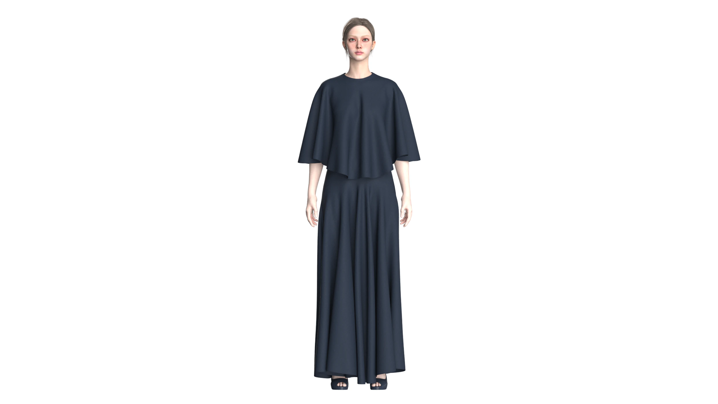 Girls Cape Dress 3D Model .c4d .max .obj .3ds .fbx .stl .blend 