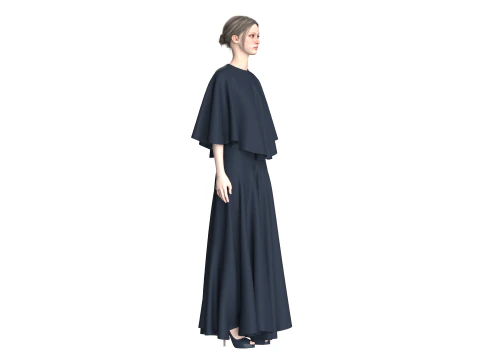 Girls Cape Dress 3D Model