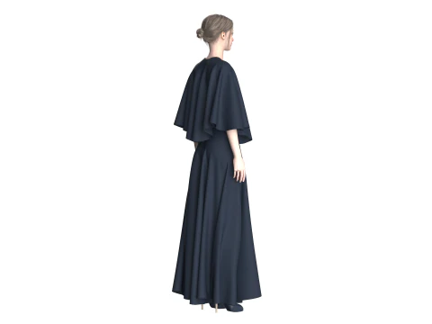 Girls Cape Dress 3D Model