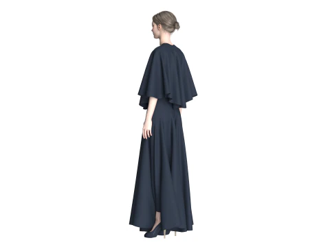 Girls Cape Dress 3D Model