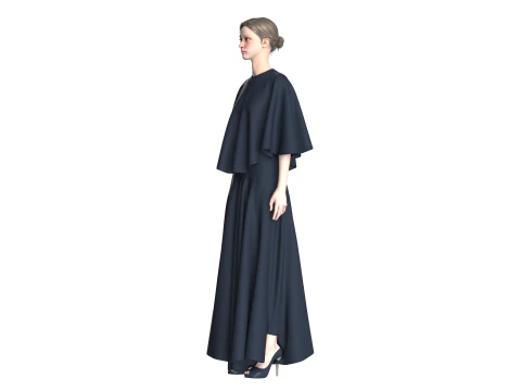Girls Cape Dress 3D Model
