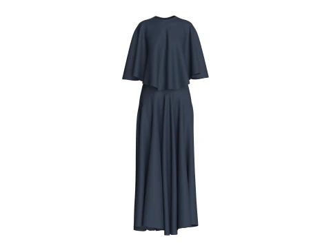 Girls Cape Dress 3D Model
