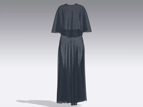 Girls Cape Dress 3D Model