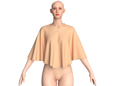 Girls Cape Dress V4 3D Model