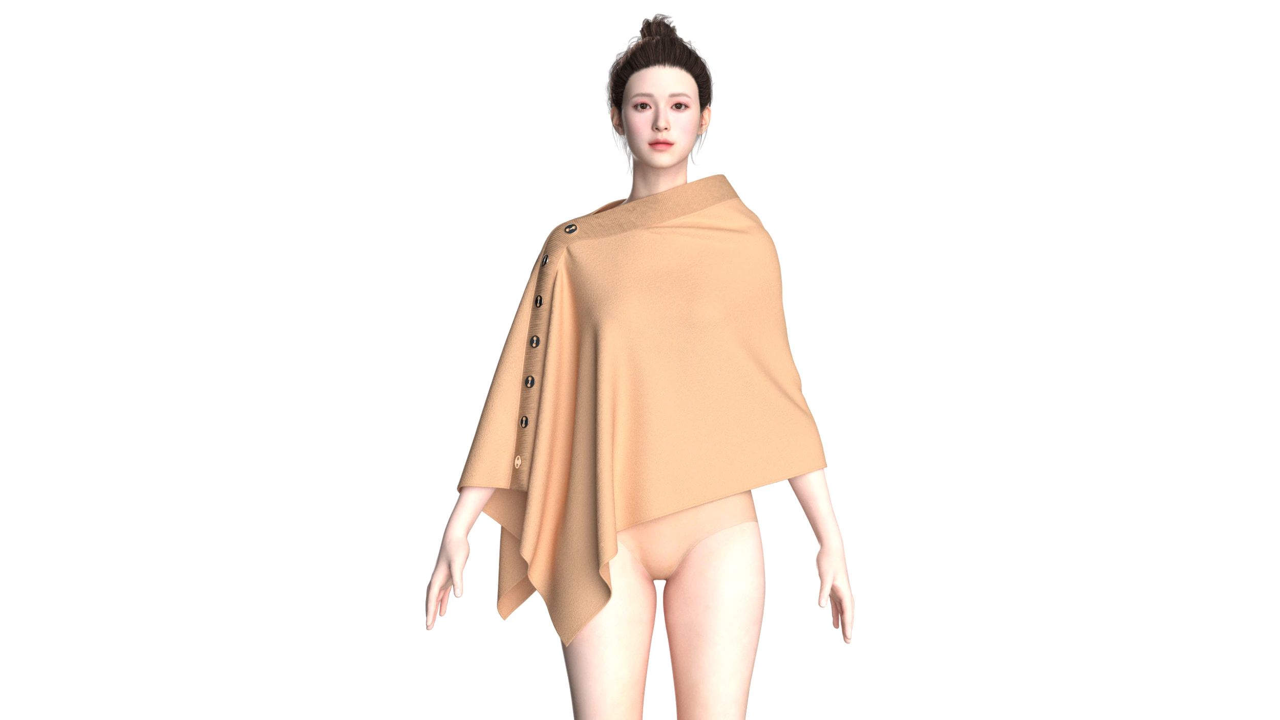 Girls Cape Dress V6 3D Model .c4d .max .obj .3ds .fbx .stl .blend 