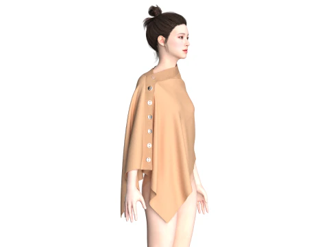 Girls Cape Dress V6 3D Model