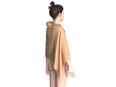 Girls Cape Dress V6 3D Model