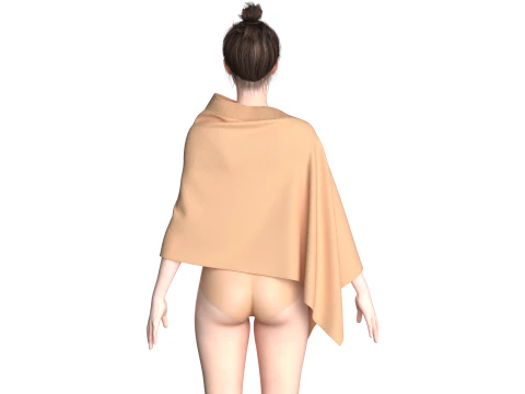 Girls Cape Dress V6 3D Model