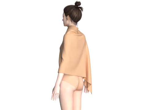Girls Cape Dress V6 3D Model