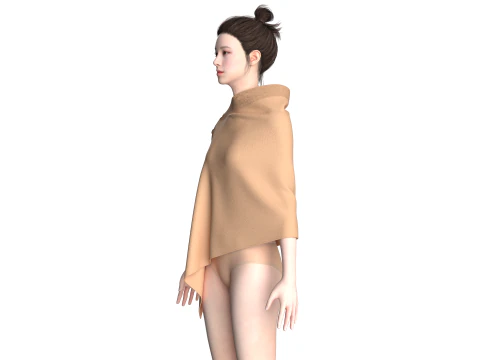 Girls Cape Dress V6 3D Model