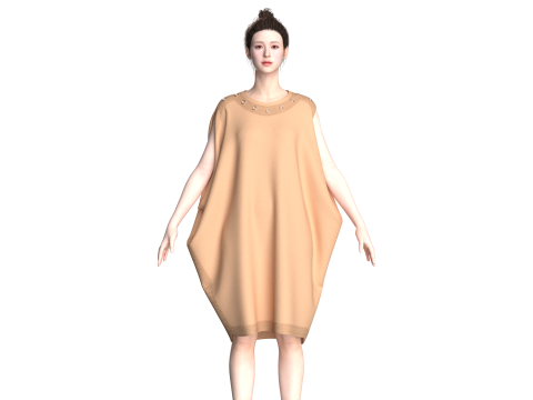 Girls Cope Dress V7 3D Модель