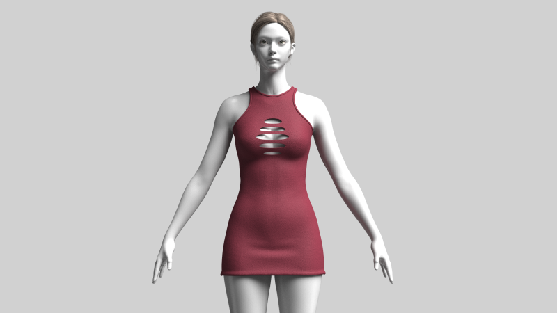 Girls Midi Dress Modello 3D .c4d .max .obj .3ds .fbx .stl .blend