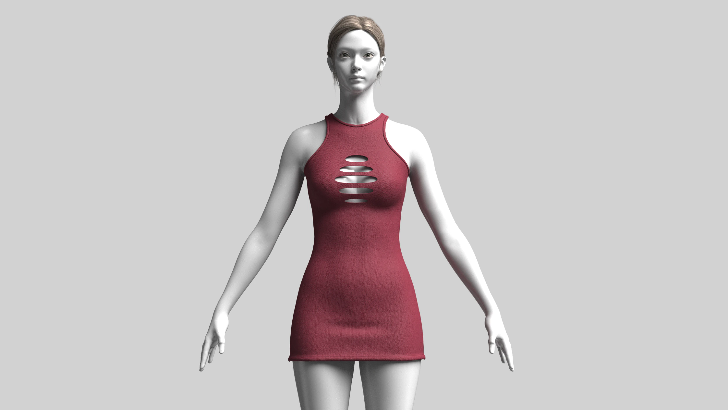 Girls Midi Dress 3D Model .c4d .max .obj .3ds .fbx .stl .blend 