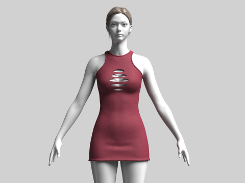 Girls Midi Dress 3D Модель