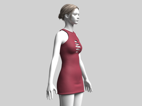 Girls Midi Dress Modello 3D