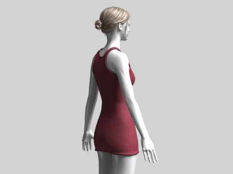 Girls Midi Dress 3D Model