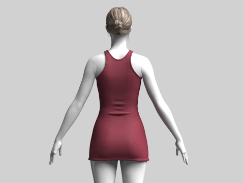 Girls Midi Dress Modello 3D